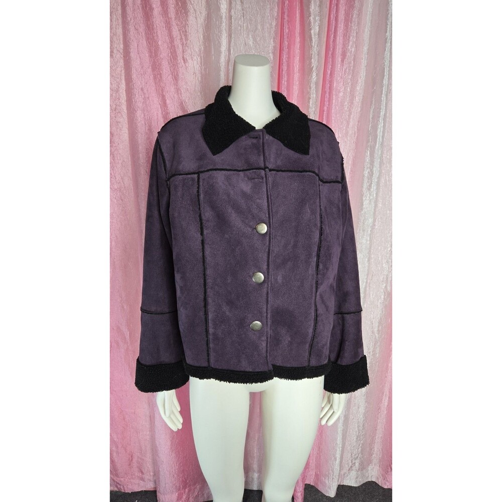 Rough Rider By Circle Purple Faux Suede Sherpa Warm Barn Jacket Size Large